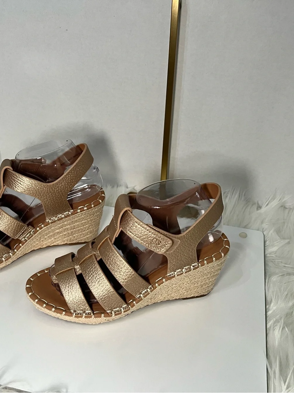 Kenneth Cole Gentle Souls Metallic Gold Wedge Sandals